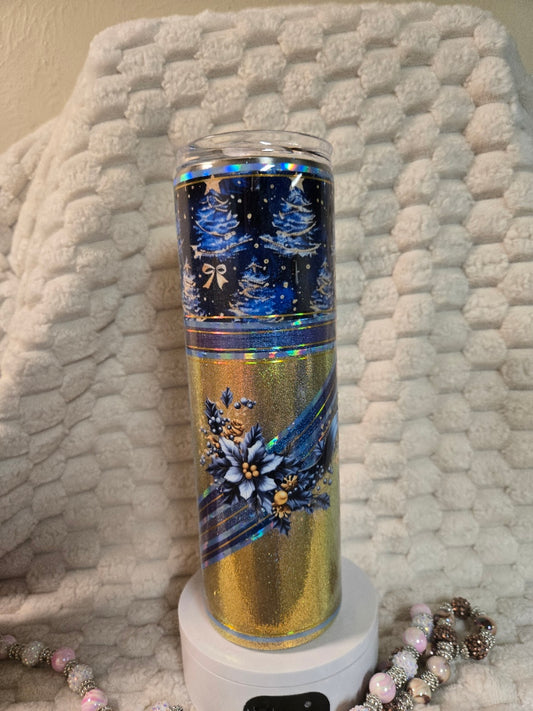 #35 - 30oz Skinny - Blue Ribbon Christmas - Angie