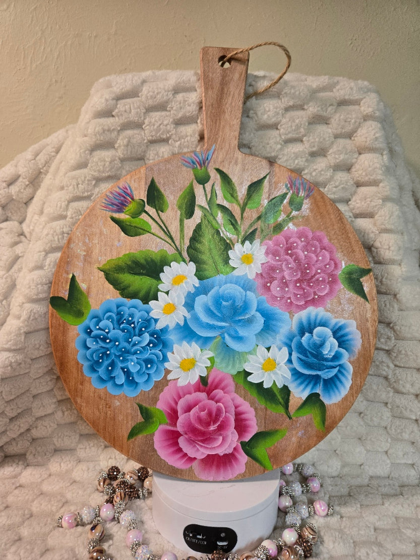 #23- Cutting Board - Handpainted Rose