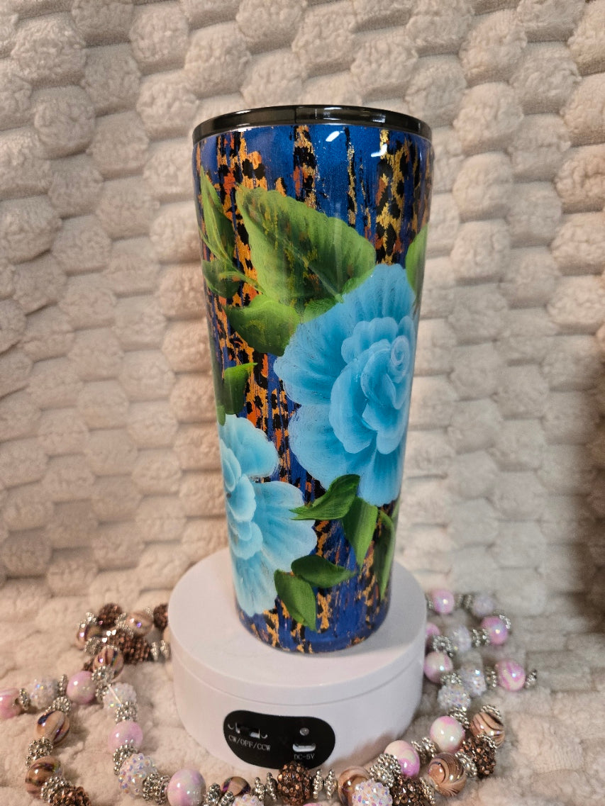 #16 - 22oz Slim - Handpainted Roses