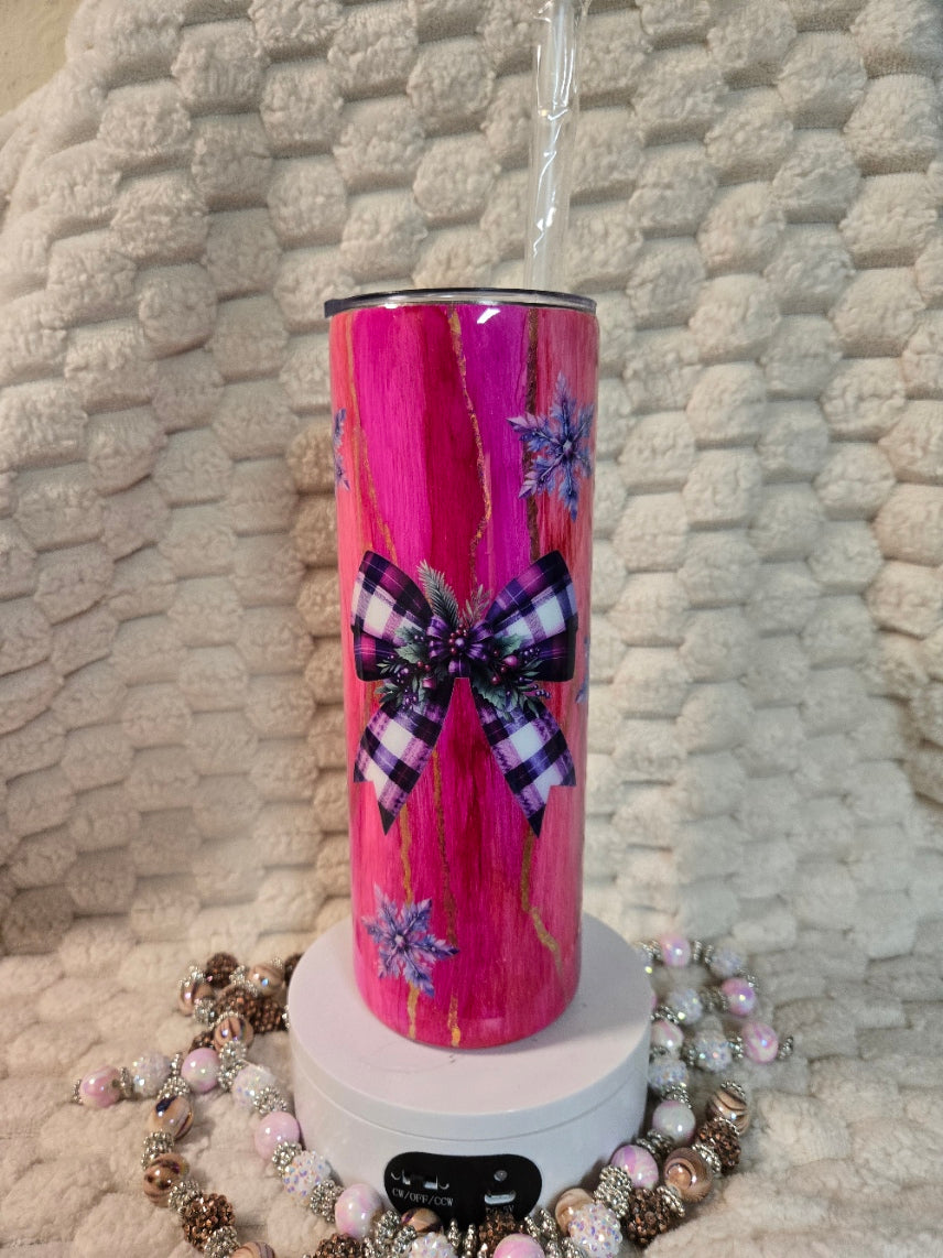 20oz Pink Woodgrain - Winter Theme