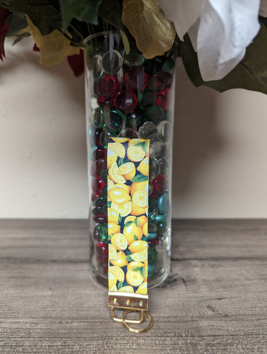 Lemon Theme Wristlet Key Chain