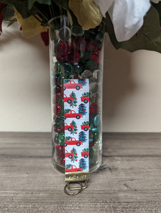 Christmas Tree / Truck Theme Wristlet Key Chain