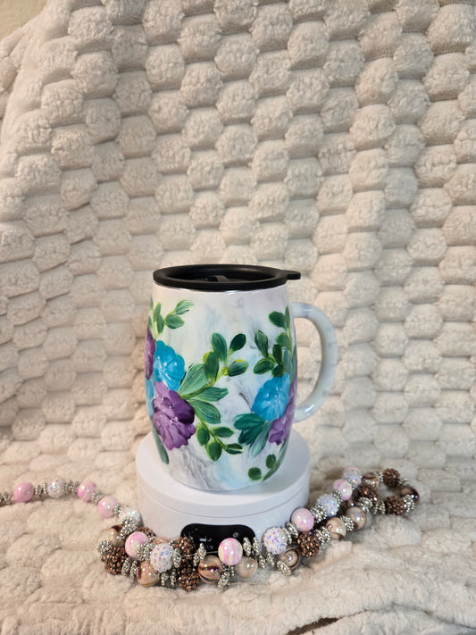 14oz Marble base w/ hand painted flowers
