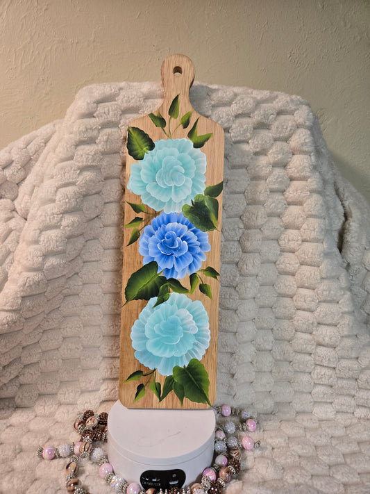 Blue / Mint Green Rose Cutting Board