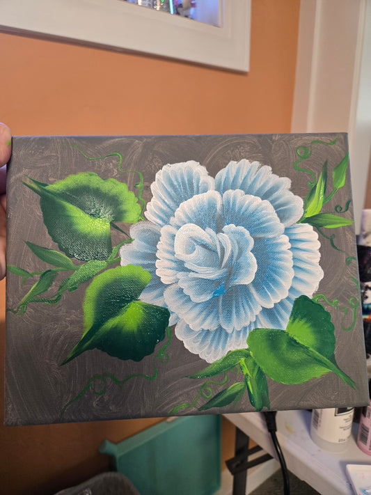8X10 Rose in bloom canvas painting